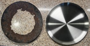 Comparison of rusted old diffuser with stainless plate.JPEG