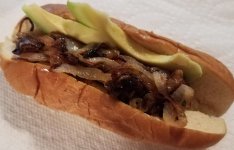 Hot dogs with fried onions and avocado.jpg