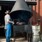 DALL·E 2023-03-02 16.28.18 - A man cooking a brisket on a franklin barbecue pit.png